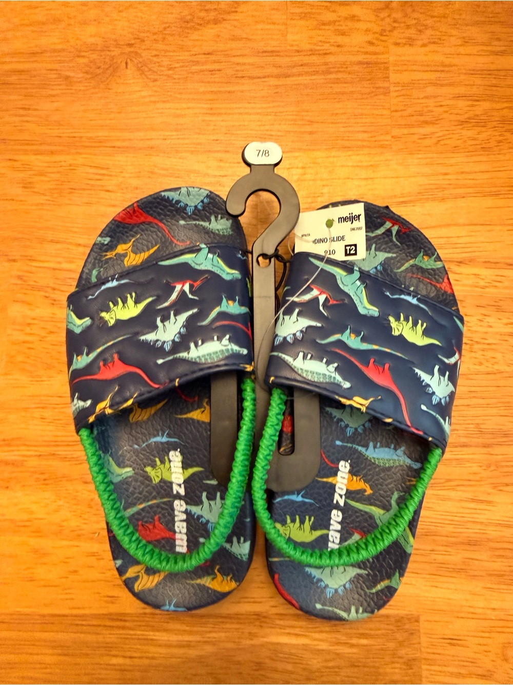 Toddler Size 7-8 Navy Dino Slide Sandals - Picture 3 of 4